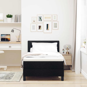 vidaXL Box Spring Bed with Pillows and Headboard Black 80 x 200 cm Fabric