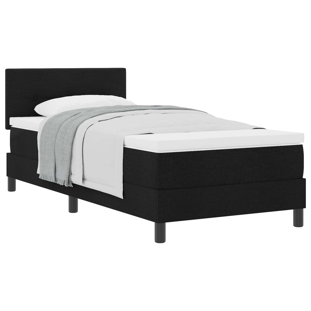 vidaXL Box Spring Bed with Pillows and Headboard Black 80 x 200 cm Fabric