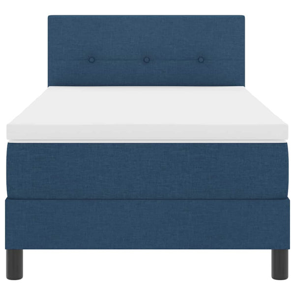 vidaXL Box Spring Bed with Pillows and Headboard Blue 80 x 200 cm Fabric