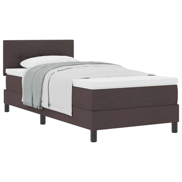 vidaXL Box Spring Bed with Pillows Dark Brown 90 x 190 cm Fabric