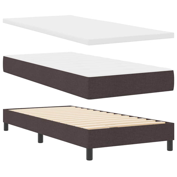 vidaXL Box Spring Bed with Pillows Dark Brown 90 x 190 cm Fabric