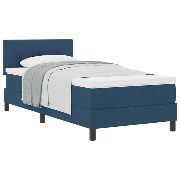 vidaXL Box Spring Bed with Headboard Blue 90 x 190 cm Fabric