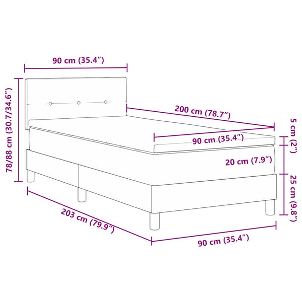vidaXL Box Spring Bed with Mattress and Headboard Blue 90 x 200 cm Fabric