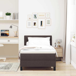 vidaXL Box Spring Bed with Pillows Dark Brown 100 x 200 cm Fabric