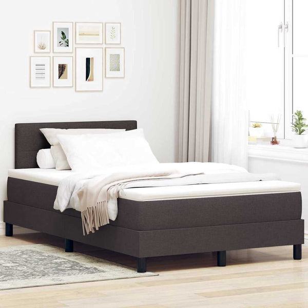 vidaXL Box Spring Bed with Headboard Dark Brown 120 x 200 cm Fabric