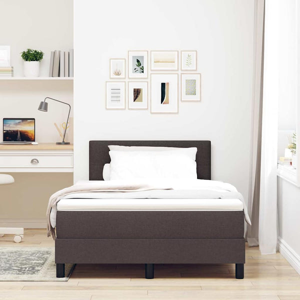 vidaXL Box Spring Bed with Headboard Dark Brown 120 x 200 cm Fabric