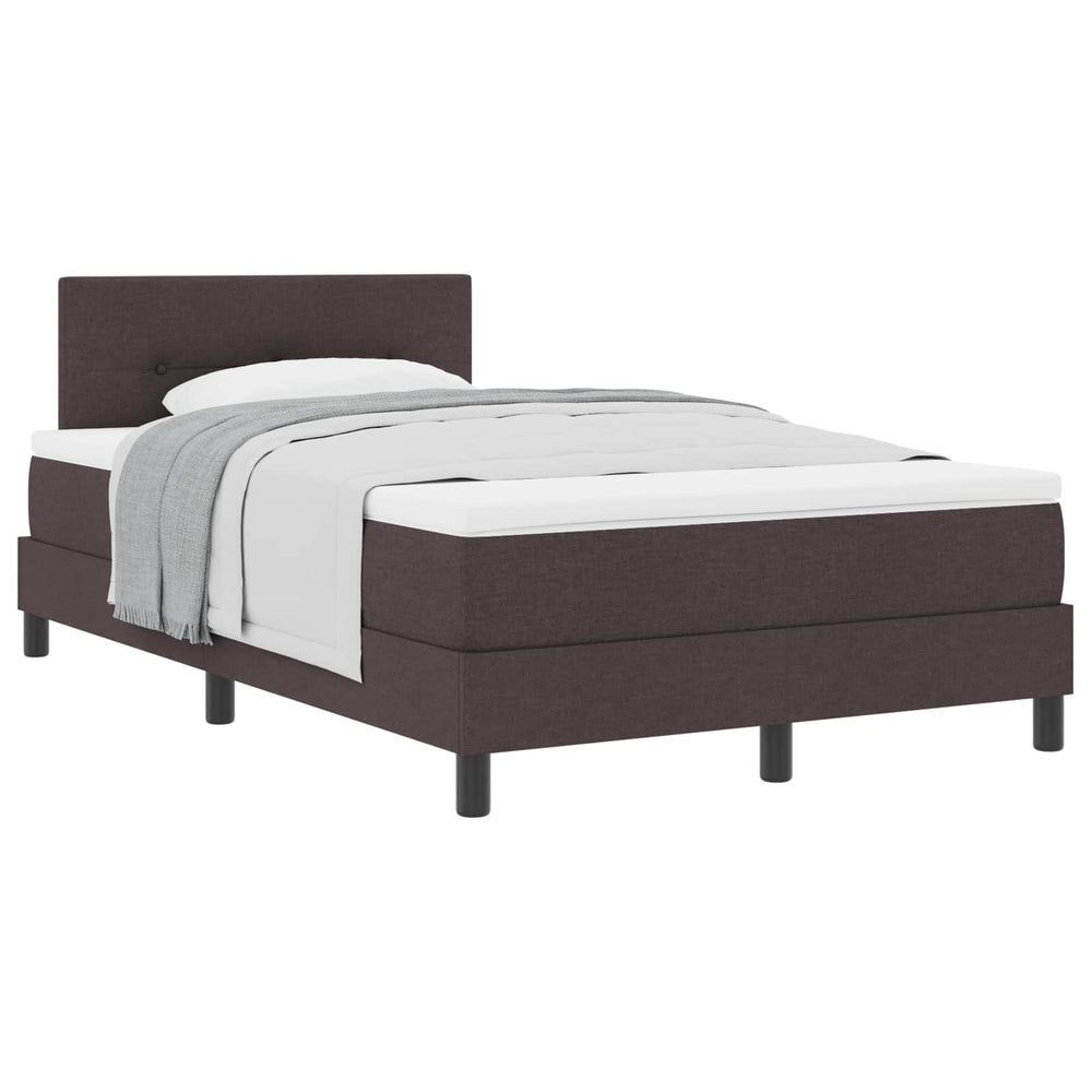 vidaXL Box Spring Bed with Headboard Dark Brown 120 x 200 cm Fabric