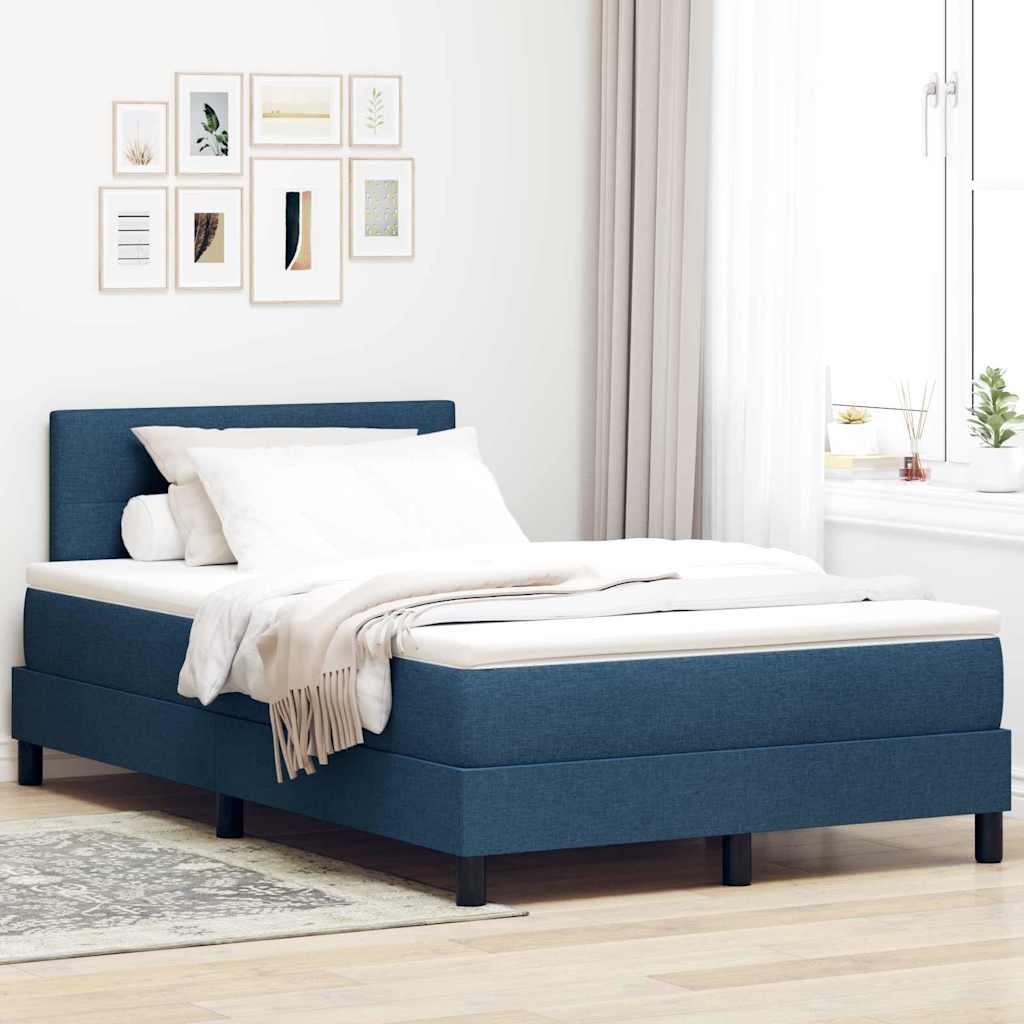 vidaXL Box Spring Bed with Headboard Blue 120 x 200 cm Fabric