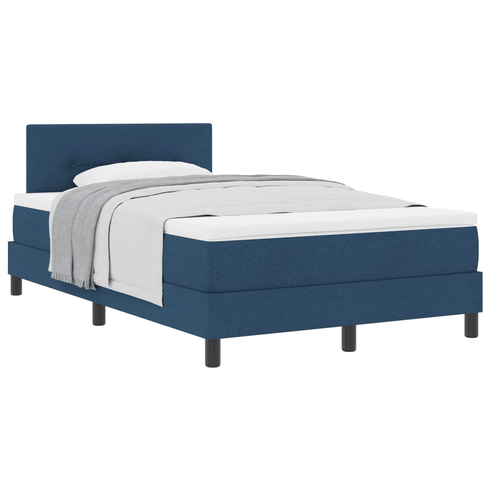 vidaXL Box Spring Bed with Headboard Blue 120 x 200 cm Fabric