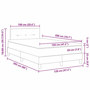 vidaXL Box Spring Bed with Headboard Blue 120 x 200 cm Fabric