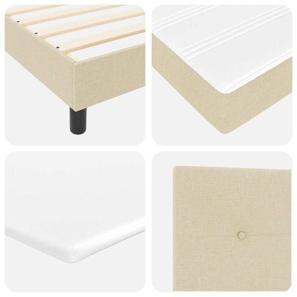 vidaXL Box Spring Bed with Headboard Cream 140 x 190 cm Fabric