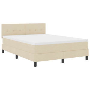 vidaXL Box Spring Bed with Headboard Cream 140 x 190 cm Fabric