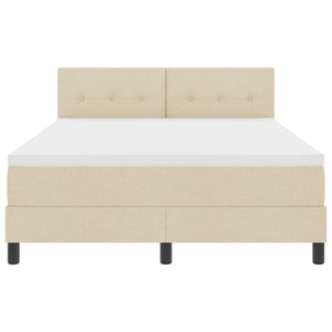 vidaXL Box Spring Bed with Headboard Cream 140 x 190 cm Fabric