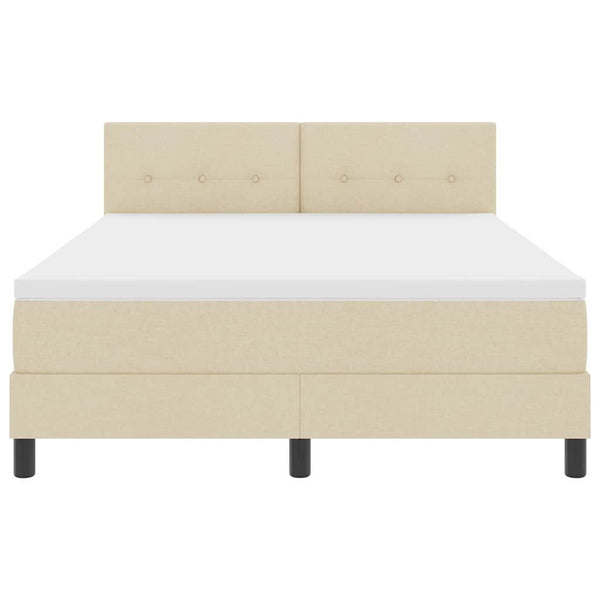 vidaXL Box Spring Bed with Headboard Cream 140 x 190 cm Fabric
