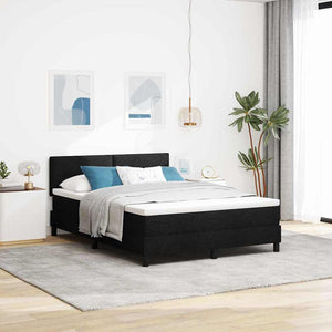 vidaXL Box Spring Bed with Headboard Black 140 x 200 cm Fabric