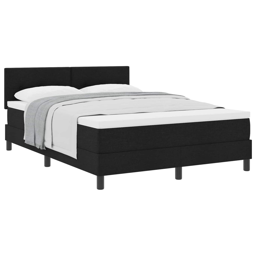 vidaXL Box Spring Bed with Headboard Black 140 x 200 cm Fabric