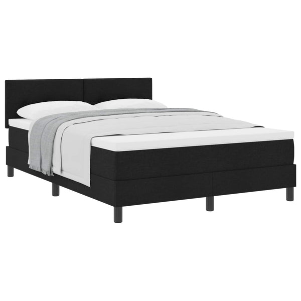 vidaXL Box Spring Bed with Headboard Black 140 x 200 cm Fabric