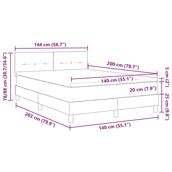 vidaXL Box Spring Bed with Headboard Black 140 x 200 cm Fabric