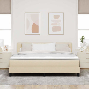 vidaXL Box Spring Bed with Headboard Cream 180 x 200 cm Fabric