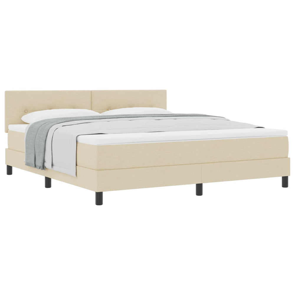 vidaXL Box Spring Bed with Headboard Cream 180 x 200 cm Fabric