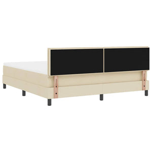 vidaXL Box Spring Bed with Headboard Cream 180 x 200 cm Fabric