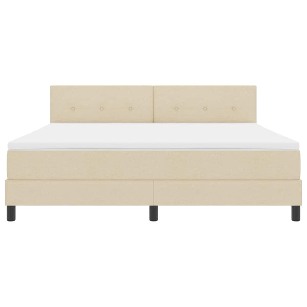 vidaXL Box Spring Bed with Headboard Cream 180 x 200 cm Fabric
