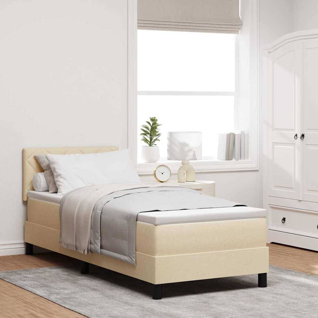 vidaXL Box Spring Bed with Mattress and Headboard Cream 80 x 200 cm Fabric