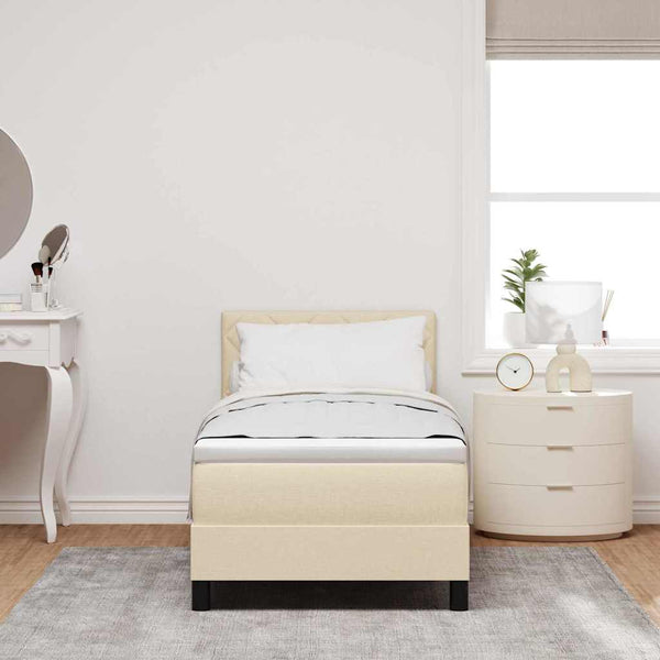 vidaXL Box Spring Bed with Mattress and Headboard Cream 80 x 200 cm Fabric