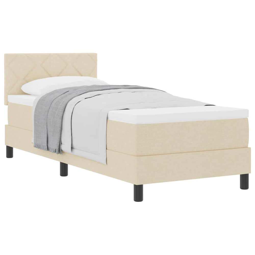 vidaXL Box Spring Bed with Mattress and Headboard Cream 80 x 200 cm Fabric