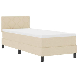 vidaXL Box Spring Bed with Mattress and Headboard Cream 80 x 200 cm Fabric
