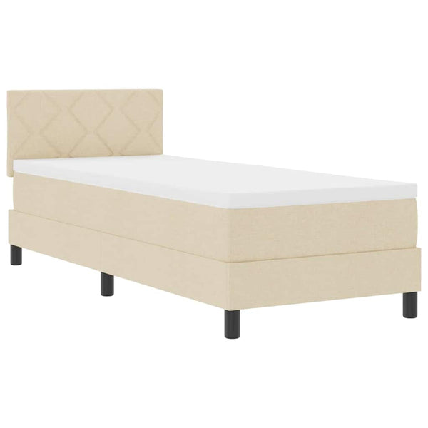 vidaXL Box Spring Bed with Mattress and Headboard Cream 80 x 200 cm Fabric