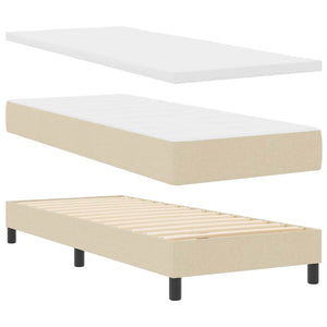 vidaXL Box Spring Bed with Mattress and Headboard Cream 80 x 200 cm Fabric