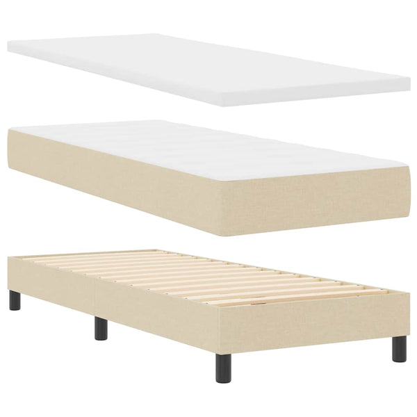 vidaXL Box Spring Bed with Mattress and Headboard Cream 80 x 200 cm Fabric