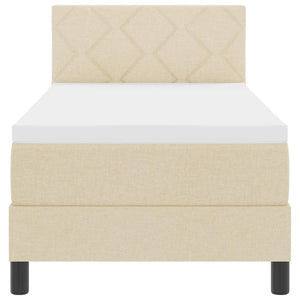 vidaXL Box Spring Bed with Mattress and Headboard Cream 80 x 200 cm Fabric
