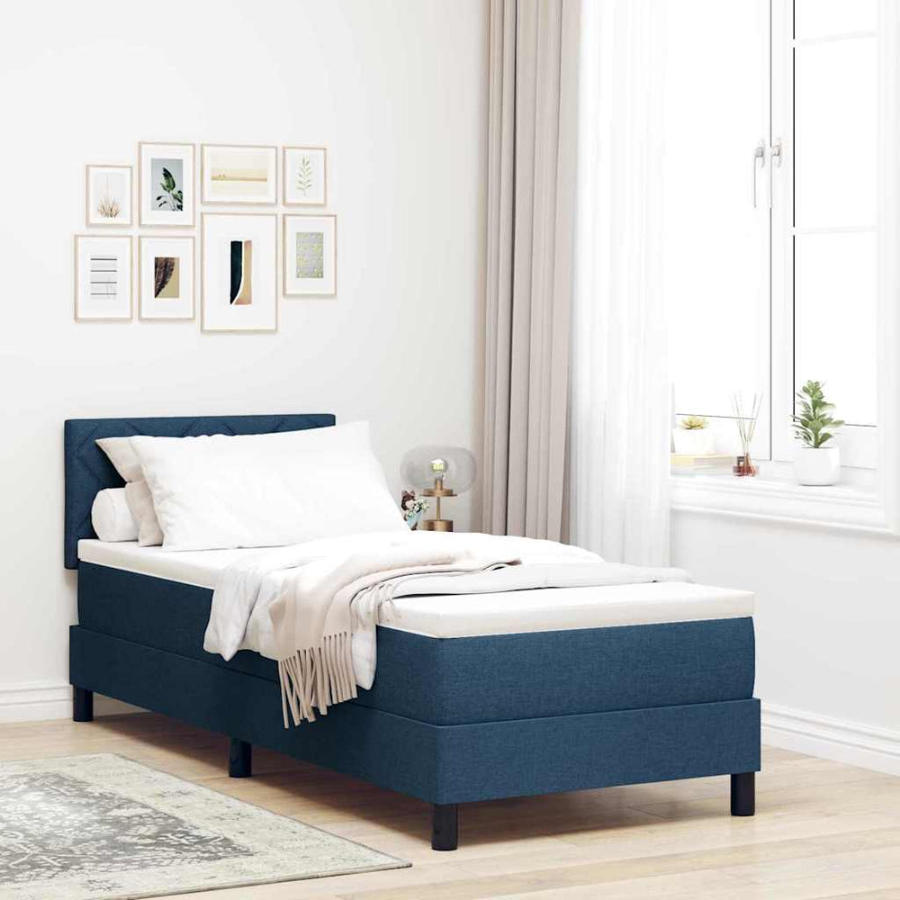 vidaXL Box Spring Bed with Mattress and Headboard Blue 80 x 200 cm Fabric