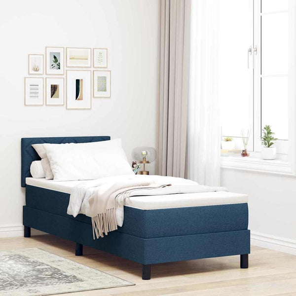 vidaXL Box Spring Bed with Mattress and Headboard Blue 80 x 200 cm Fabric