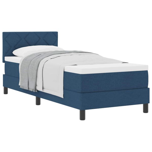 vidaXL Box Spring Bed with Mattress and Headboard Blue 80 x 200 cm Fabric
