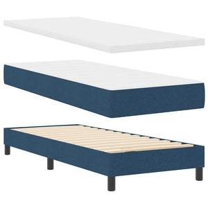 vidaXL Box Spring Bed with Mattress and Headboard Blue 80 x 200 cm Fabric