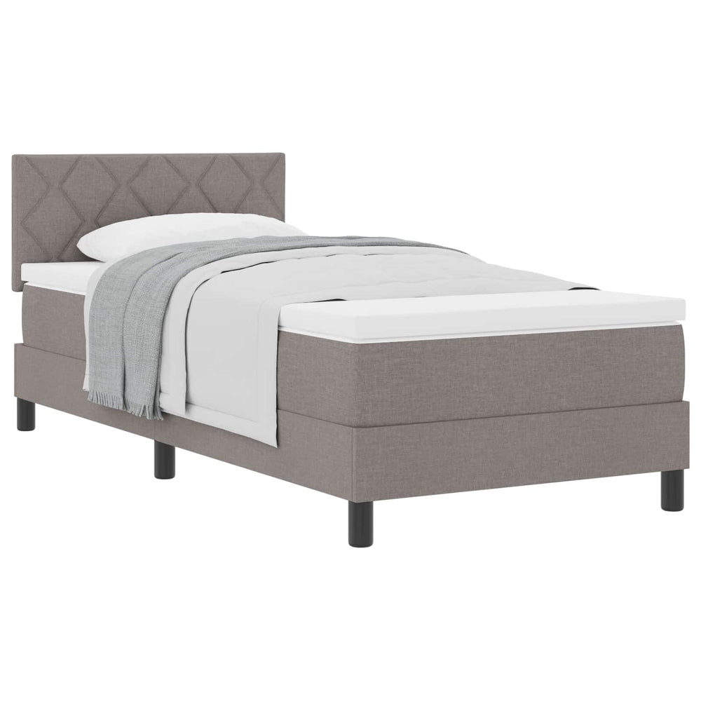vidaXL Box Spring Bed with Pillows with Headboard Taupe 90 x 190 cm Fabric