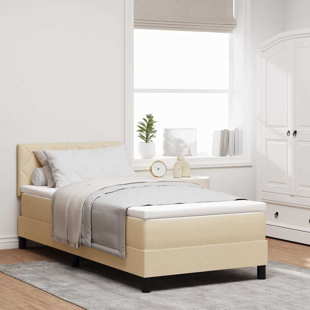 vidaXL Box Spring Bed with Headboard Cream 90 x 190 cm Fabric