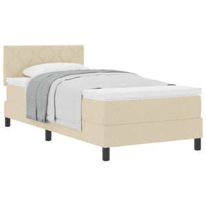 vidaXL Box Spring Bed with Headboard Cream 90 x 190 cm Fabric
