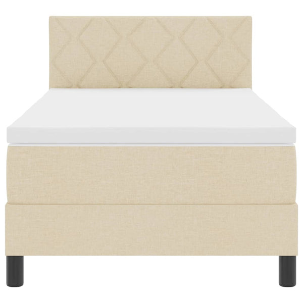 vidaXL Box Spring Bed with Headboard Cream 90 x 190 cm Fabric