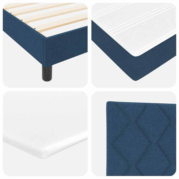 vidaXL Box Spring Bed with Mattress and Headboard Blue 90 x 190 cm Fabric