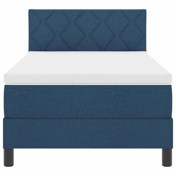 vidaXL Box Spring Bed with Mattress and Headboard Blue 90 x 190 cm Fabric