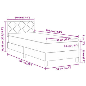 vidaXL Box Spring Bed with Mattress and Headboard Blue 90 x 190 cm Fabric