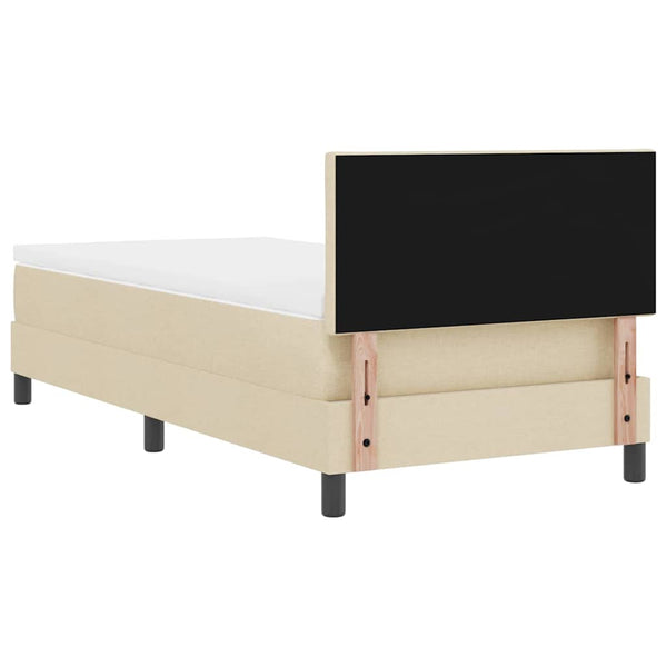 vidaXL Box Spring Bed with Pillows and Headboard Cream 90 x 200 cm Fabric