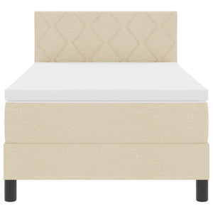 vidaXL Box Spring Bed with Pillows and Headboard Cream 90 x 200 cm Fabric