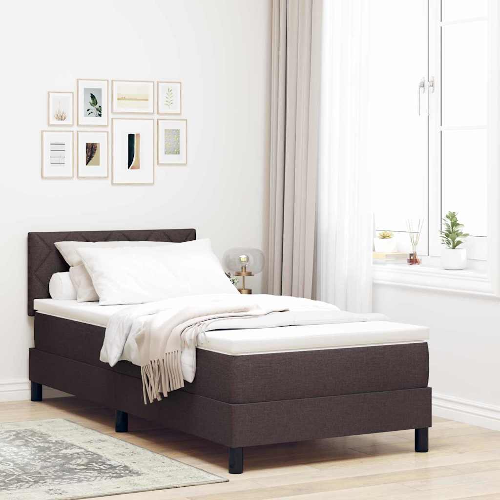 vidaXL Box Spring Bed with Headboard Dark Brown 100 x 200 cm Fabric