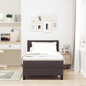 vidaXL Box Spring Bed with Headboard Dark Brown 100 x 200 cm Fabric