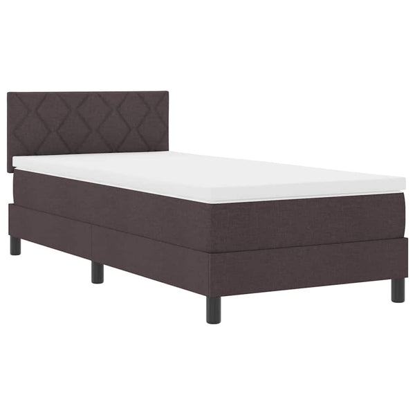 vidaXL Box Spring Bed with Headboard Dark Brown 100 x 200 cm Fabric